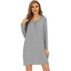 imageWiWi Womens Viscose from Bamboo Nightgowns Long Sleeve Crewneck Sleepshirts Casual Loose Gown Soft Sleep Shirt SXXLEheather Grey