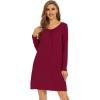 imageWiWi Womens Viscose from Bamboo Nightgowns Long Sleeve Crewneck Sleepshirts Casual Loose Gown Soft Sleep Shirt SXXLEwine