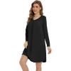 imageWiWi Womens Viscose from Bamboo Nightgowns Long Sleeve Warm Nighties Sleepshirts Loose Vneck Sleepwar Pjs Dress SXXLBlack