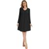 imageWiWi Womens Viscose from Bamboo Nightgowns Long Sleeve Warm Nighties Sleepshirts Loose Vneck Sleepwar Pjs Dress SXXLBlack