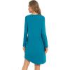 imageWiWi Womens Viscose from Bamboo Nightgowns Long Sleeve Warm Nighties Sleepshirts Loose Vneck Sleepwar Pjs Dress SXXLDark Teal