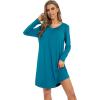 imageWiWi Womens Viscose from Bamboo Nightgowns Long Sleeve Warm Nighties Sleepshirts Loose Vneck Sleepwar Pjs Dress SXXLDark Teal
