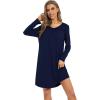 imageWiWi Womens Viscose from Bamboo Nightgowns Long Sleeve Warm Nighties Sleepshirts Loose Vneck Sleepwar Pjs Dress SXXLNavy