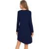 imageWiWi Womens Viscose from Bamboo Nightgowns Long Sleeve Warm Nighties Sleepshirts Loose Vneck Sleepwar Pjs Dress SXXLNavy