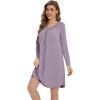 imageWiWi Womens Viscose from Bamboo Nightgowns Long Sleeve Warm Nighties Sleepshirts Loose Vneck Sleepwar Pjs Dress SXXLViolet