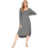 imageWiWi Bamboo Nightgowns for Women Soft Long Sleeve Sleep Shirt Sleepwear Comfy Loungewear Plus Size Nightshirts S4XAdark Heather Grey