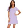 imageWiWi Bamboo Viscose Nightgowns for Women Soft Short Sleeve Sleep Nightgown Summer Lightweight Night Shirt SXXLBtaro Purple