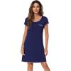 imageWiWi Bamboo Viscose Nightgowns for Women Soft Short Sleeve Sleep Nightgown Summer Lightweight Night Shirt SXXLCnavy