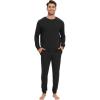 imageWiWi Mens Pajama Sets French Terry Sleepwear Long Sleeve Top and Pants Pjs with Pockets Drawstring SXXLBlack