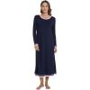 imageWiWi Nightgown for Women Long Sleeve Crewneck Sleepwear Full Length Long Nightshirt Soft Loungewear SXXLNavy