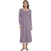 imageWiWi Nightgown for Women Long Sleeve Crewneck Sleepwear Full Length Long Nightshirt Soft Loungewear SXXLViolet
