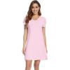imageWiWi Nightgowns for Women Short Sleeve Sleepshirt Pajama Shirt Viscose from bamboo Soft Sleep Dress Vneck Nightshirt SXXLBpink