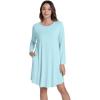 imageWiWi Nightgowns for Women Sleep Dress Soft Long Sleeve Curved Hem Nightgown with PocketsViscose from Bamboo SXXLAqua