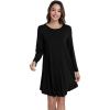 imageWiWi Nightgowns for Women Sleep Dress Soft Long Sleeve Curved Hem Nightgown with PocketsViscose from Bamboo SXXLBlack