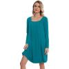 imageWiWi Nightgowns for Women Square Neck Long Sleeve Night Gowns Viscose from Bamboo Soft Night Shirt Pajamas SXXLTeal Blue