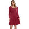 imageWiWi Nightgowns for Women Square Neck Long Sleeve Night Gowns Viscose from Bamboo Soft Night Shirt Pajamas SXXLWine