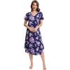 imageWiWi Nightgowns for Women Viscose from Bamboo Nightshirts Short Sleeve Nightshirt Sleep Gowns Loungewear Nightdress SXXLDark NavyPurple Floral