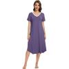 imageWiWi Nightgowns for Women Viscose from Bamboo Nightshirts Short Sleeve Nightshirt Sleep Gowns Loungewear Nightdress SXXLLavender