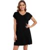 imageWiWi Nightgowns for Women Viscose from Bamboo Short Raglan Sleeve Pajama Gowns Nightshirts SXXLBlack