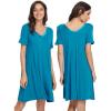 imageWiWi Soft Nightgowns for Women Viscose from Bamboo Sleep Shirts Plus Size Pajamas Short Sleeve Sleepwear S4XAteal Blue