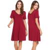 imageWiWi Soft Nightgowns for Women Viscose from Bamboo Sleep Shirts Plus Size Pajamas Short Sleeve Sleepwear S4XAwine