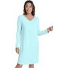 imageWiWi Viscose Made from Bamboo Nightgowns for Women Long Sleeve Satin V Neck Night shirt Soft Sleepshirt Sleepwear SXXLAqua