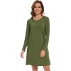 imageWiWi Viscose Made from Bamboo Nightgowns for Women Long Sleeve Satin V Neck Night shirt Soft Sleepshirt Sleepwear SXXLArmy Green