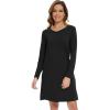 imageWiWi Viscose Made from Bamboo Nightgowns for Women Long Sleeve Satin V Neck Night shirt Soft Sleepshirt Sleepwear SXXLBlack