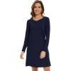 imageWiWi Viscose Made from Bamboo Nightgowns for Women Long Sleeve Satin V Neck Night shirt Soft Sleepshirt Sleepwear SXXLNavy