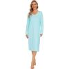 imageWiWi Viscose from Bamboo Nightgowns for Women Long Sleeve Nightgown Soft Pajamas Warm Sleepwear Dress Night Gowns SXXLAqua