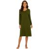 imageWiWi Viscose from Bamboo Nightgowns for Women Long Sleeve Nightgown Soft Pajamas Warm Sleepwear Dress Night Gowns SXXLArmy Green
