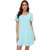 imageWiWi Viscose from Bamboo Nightgowns for Women Soft Short Sleeve Sleepwear Sleep Shirts Cool Nightwear SXXLAqua
