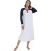 imageWiWi Viscose from Bamboo Women s Nightgowns Vneck Soft Long Sleeve Nightgown Nightshirts Sleepwear SXXLAsh GreyNavy