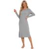 imageWiWi Womens Long Nightgowns Longsleeved Crew Neck Lightweight Sleepwear Viscose from Bamboo SXXLHeather Grey