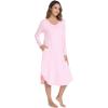 imageWiWi Womens Long Sleeve Nightgowns Lightweight Crew Neck Sleepwear With Pockets Viscose from Bamboo SXXLPink
