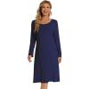 imageWiWi Womens Long Sleeve Nightgowns Scoop Neck Sleepwear Sleep Dress Bamboo Viscose Comfy Sleep Pjs Gowns SXXLNavy
