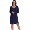 imageWiWi Womens Long Sleeve Viscose from Bamboo Nightgowns Soft Sleep Shirt V Neck Night Dress Button Down Nightshirt SXXLNavy