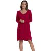 imageWiWi Womens Long Sleeve Viscose from Bamboo Nightgowns Soft Sleep Shirt V Neck Night Dress Button Down Nightshirt SXXLWine Red