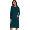 imageWiWi Womens NightgownsViscose from Bamboo Long Sleeve Pajama Gwons Nightshirts Soft Sleepshirt with Pockets SXXLDark Bluish Green
