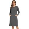 imageWiWi Womens NightgownsViscose from Bamboo Long Sleeve Pajama Gwons Nightshirts Soft Sleepshirt with Pockets SXXLDark Heather Grey