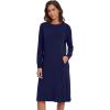imageWiWi Womens NightgownsViscose from Bamboo Long Sleeve Pajama Gwons Nightshirts Soft Sleepshirt with Pockets SXXLNavy