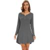imageWiWi Womens Viscose from Bamboo Nightgown Long Sleeve Nightshirt Soft Sleep Dress Vneck Loose Comfy Pajama Sleepwear SXXLDark Heather Grey