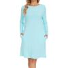 imageWiWi Womens Viscose from Bamboo Nightgowns Long Sleeve Crewneck Sleepshirts Casual Loose Gown Soft Sleep Shirt SXXLDaqua