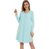 imageWiWi Womens Viscose from Bamboo Nightgowns Long Sleeve Warm Nighties Sleepshirts Loose Vneck Sleepwar Pjs Dress SXXLAqua