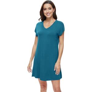 imageWiWi Nightgowns for Women Short Sleeve Sleepshirt Pajama Shirt Viscose from bamboo Soft Sleep Dress Vneck Nightshirt SXXLBdark Teal