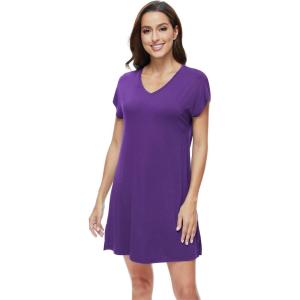 imageWiWi Nightgowns for Women Short Sleeve Sleepshirt Pajama Shirt Viscose from bamboo Soft Sleep Dress Vneck Nightshirt SXXLBlilac