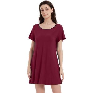 imageWiWi Viscose from Bamboo Nightgowns for Women Soft Short Sleeve Sleepwear Sleep Shirts Cool Nightwear SXXLWine