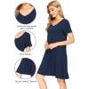 imageWiWi Bamboo Nightgowns for Women Soft Night Shirt Sleepwear Short Sleeve Lightweight Plus Size Sleepshirts S4XAdark Blue