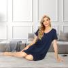 imageWiWi Bamboo Nightgowns for Women Soft Night Shirt Sleepwear Short Sleeve Lightweight Plus Size Sleepshirts S4XAdark Blue