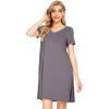 imageWiWi Bamboo Nightgowns for Women Soft Night Shirt Sleepwear Short Sleeve Lightweight Plus Size Sleepshirts S4XAdark Grey